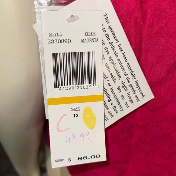 NWT Vintage Magenta Embroidered Short Sleeve Button Down Shirt Size 10 - Picture 7 of 9